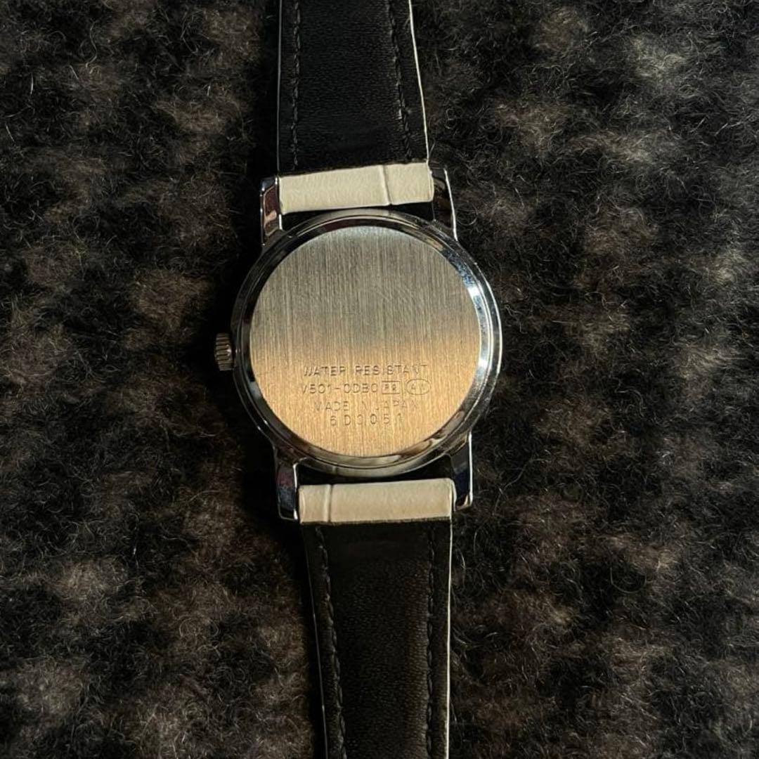 東京女学館tjkホワイトレザー バンド 時計校章入り