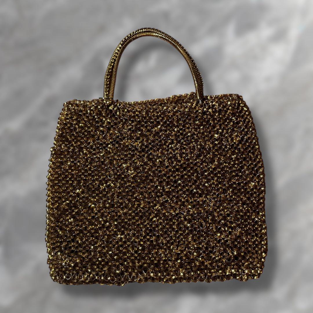 【極美品】 アンテプリマ ワイヤーバッグ ハンドバッグ スクエア ゴールド