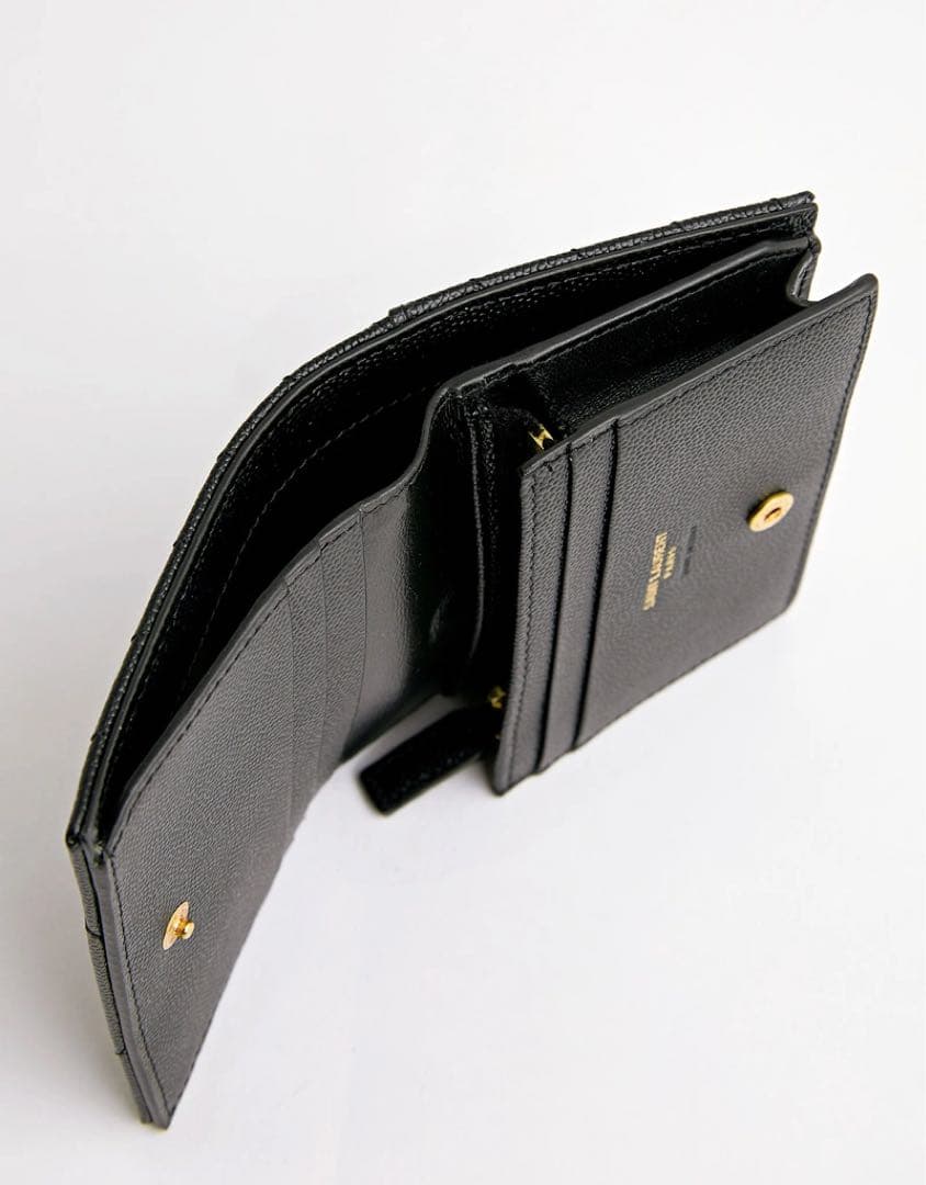 YSL サンローラン 二つ折り 財布 カサンドラ ブラック キルティング