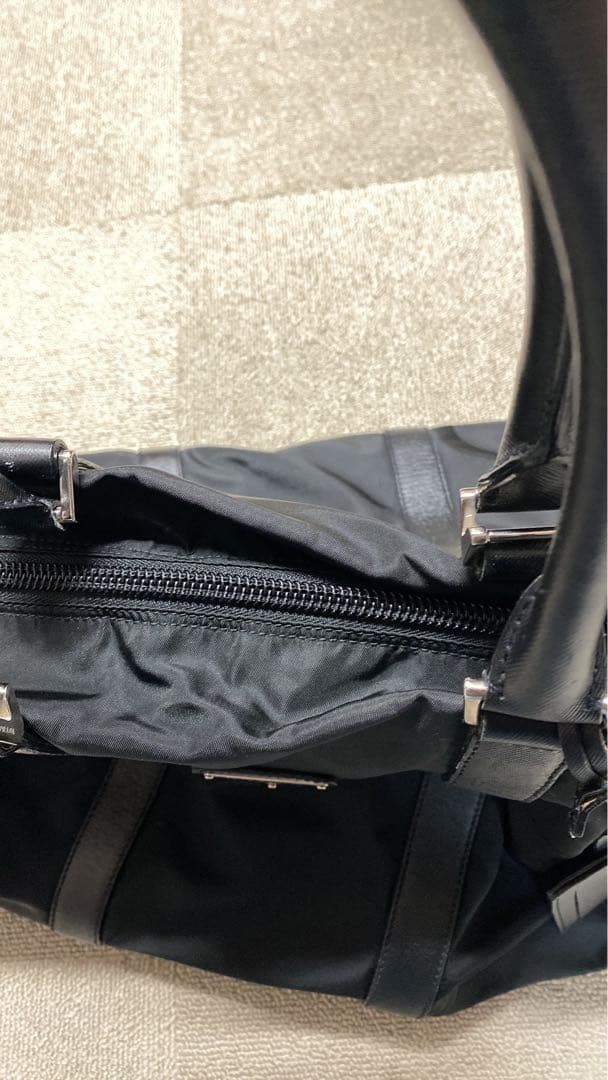 超美品★PRADA 2way ボストンバック　サフィアーノレザー　ナイロン　黒
