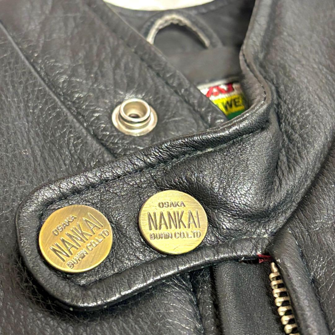✨美品✨裏地赤❗️ NANKAI　シングルライダースジャケット　ブラック黒