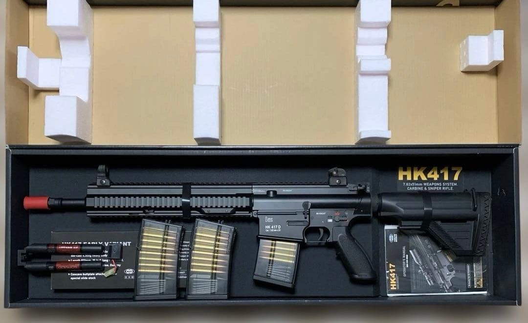 HK417 次世代電動ガン スペアマガジン2個　バッテリー付属