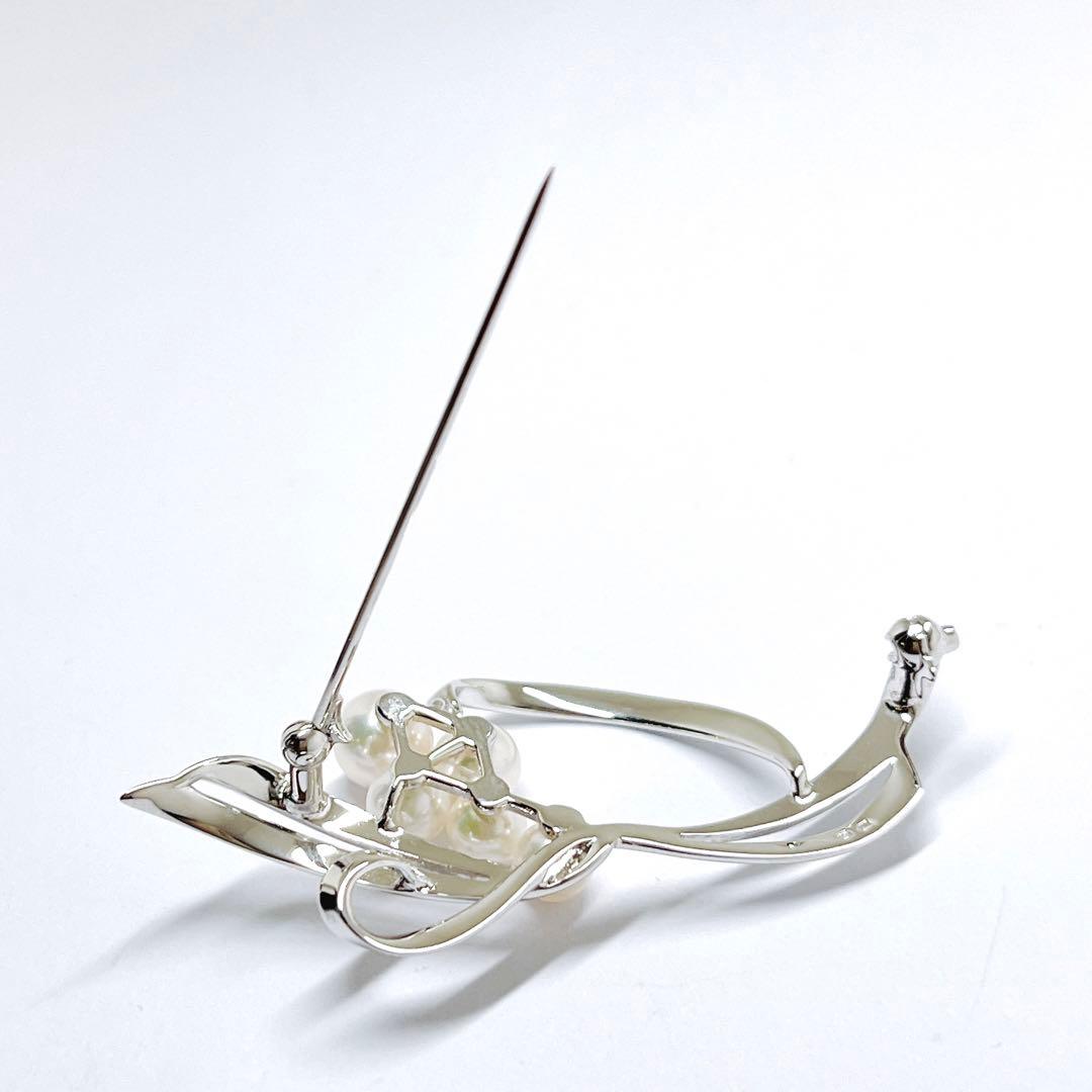 【未使用品】✨MIKIMOTO ミキモト パール　ブローチ　リーフ　リボン