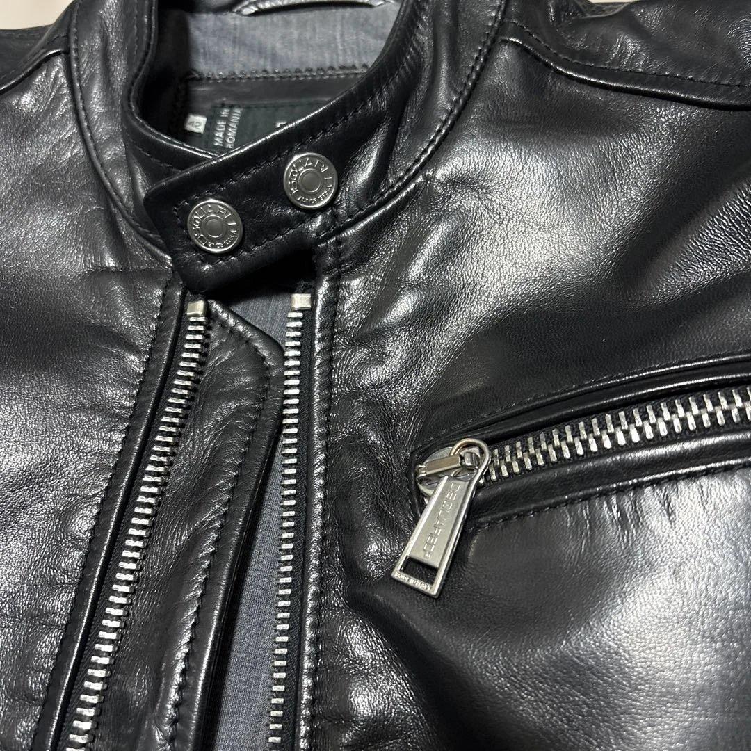 chocoleeelディースクエアード黒のレザーシングルライダースJK