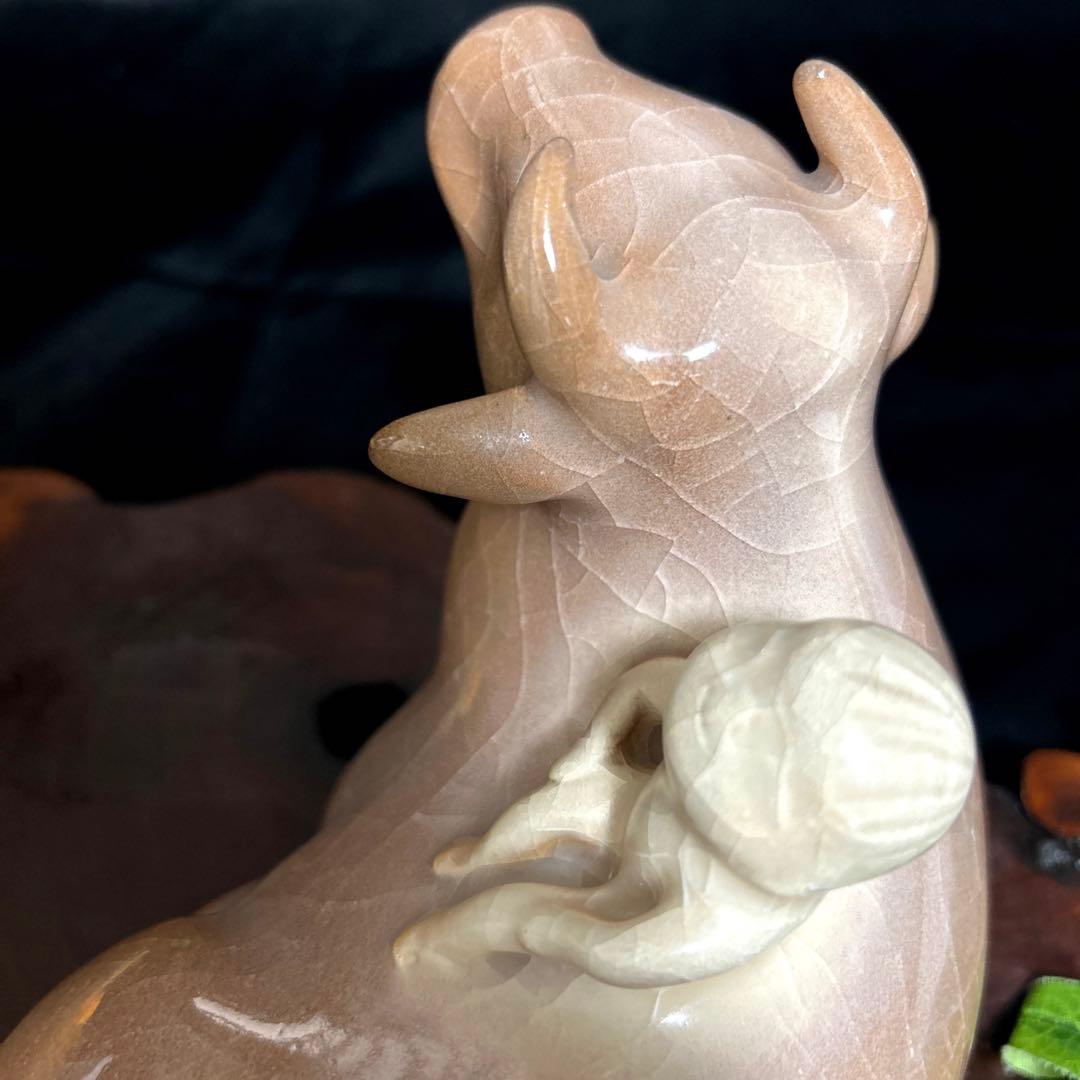 新品　骨董品　清水焼　京焼　西川實　深草窯　童牛　置物　インテリア　オブジェ