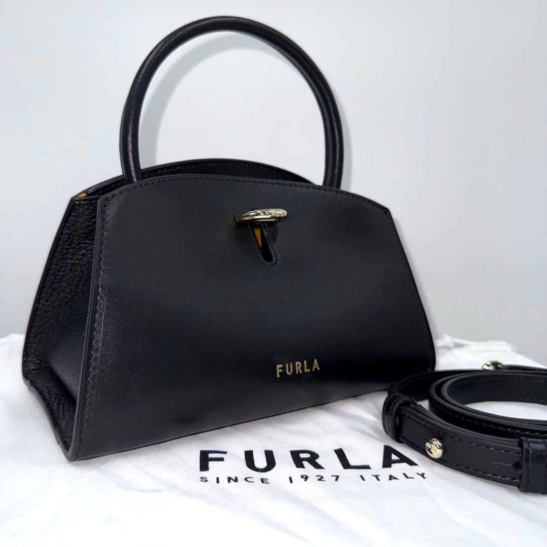 ✨美品✨フルラ ジェネシス S 2WAY ターンロック バッグ ブラック