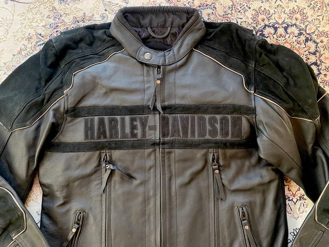 新品未使用HARLEY-DAVIDSON ブラックレザーロゴジャケット在庫限り。