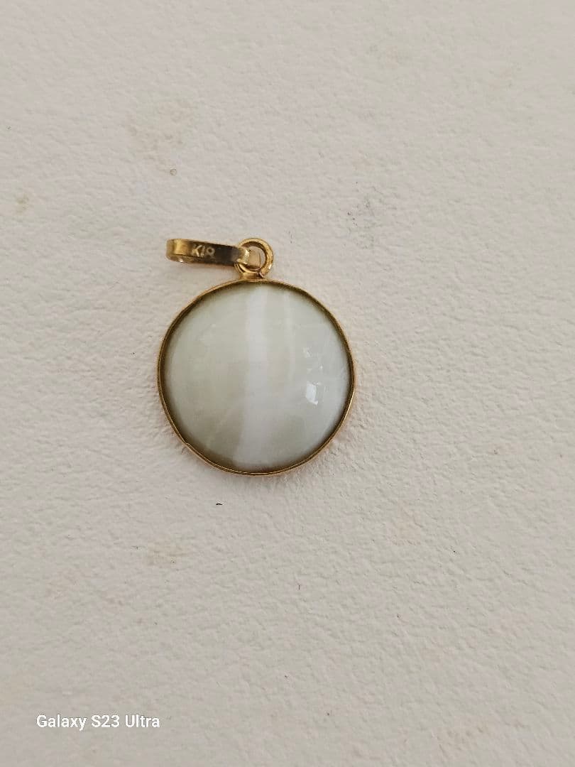 糸魚川翡翠キャツアイ１８金ペンダント１０mm