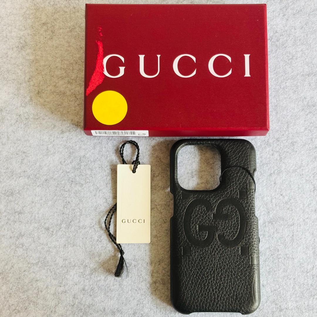 グッチ　iPhoneケース スマホケース GGジャンボ レザー 黒 GUCCI