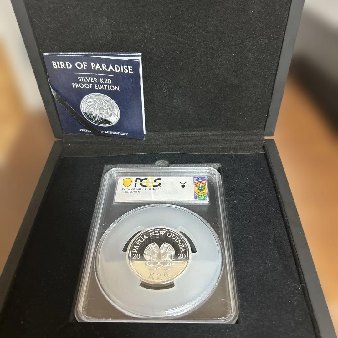 2020年 パプアニューギニア 極楽鳥　2オンス銀貨　PCGS70DCAM