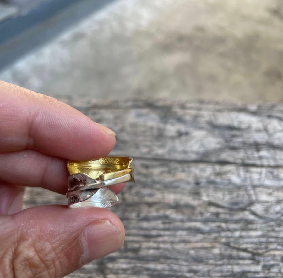 ダブル フェザー コンビ リング 指輪 アクセサリー ハンドメイド ノーブランド