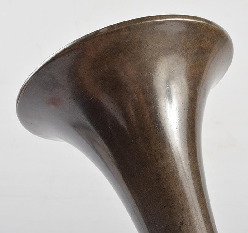 中国　古銅宣徳銅　砂張饕餮文觚　M　R4852