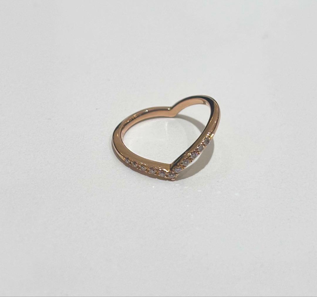 STAR JEWELRY K18PG ダイヤモンド ハート ピンキーリング