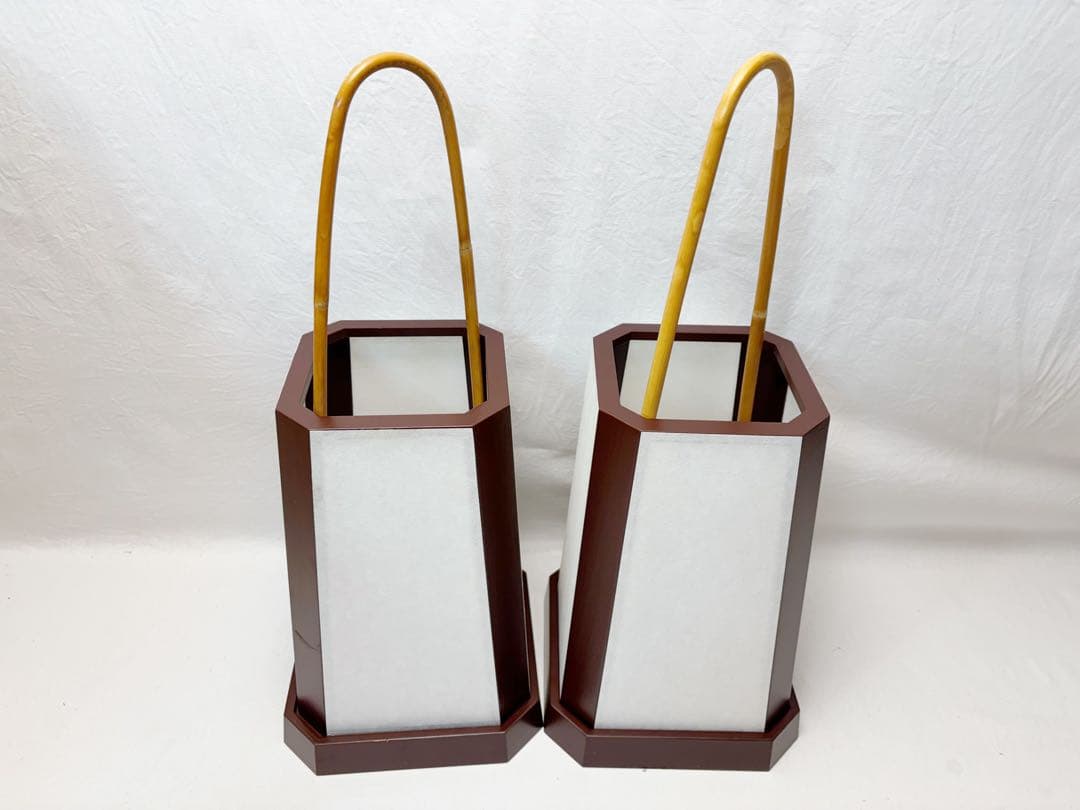 未使用 茶道具 溜塗 あんどん 足元行灯 一双 夜咄 露地行燈 灯火具 紙箱