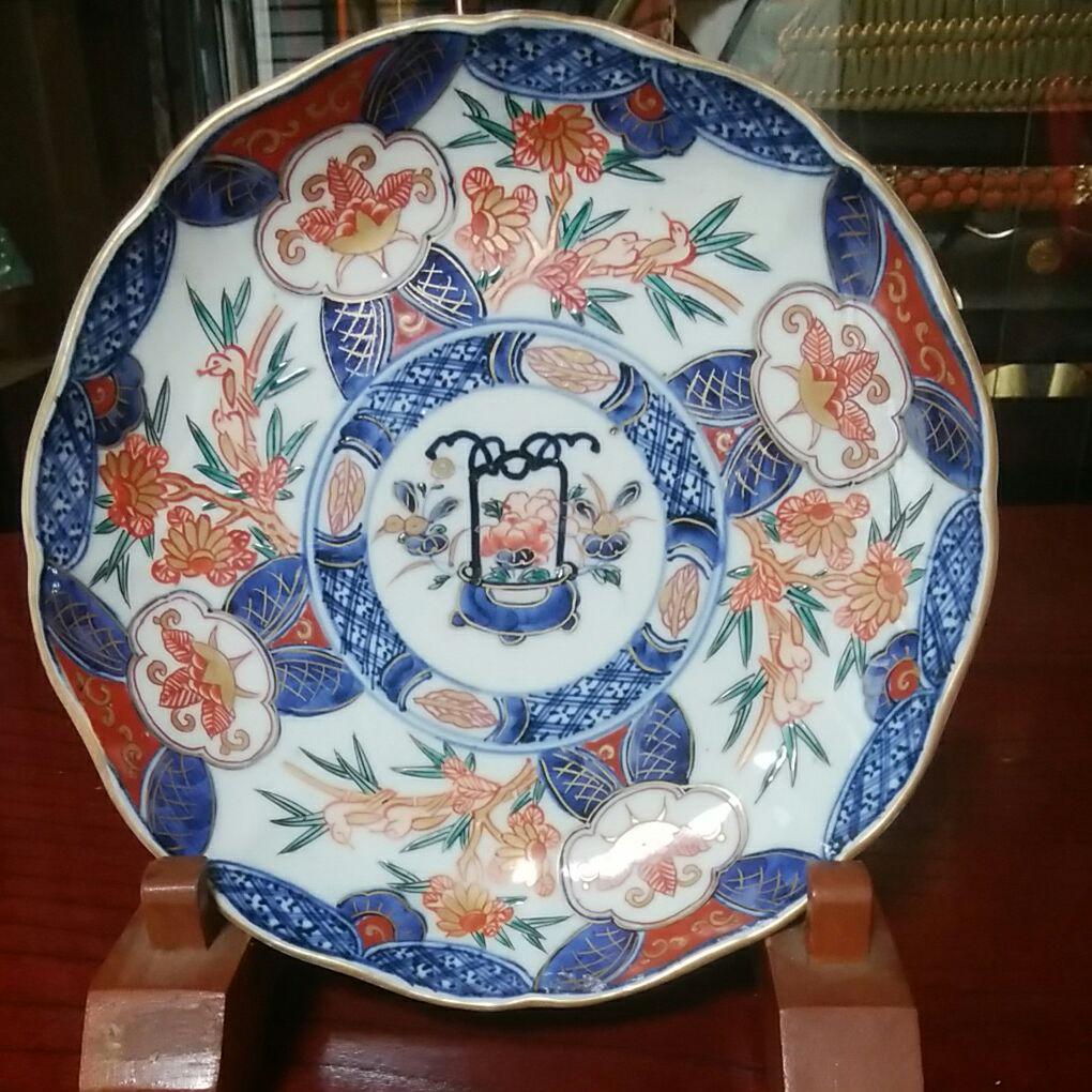 146 古伊万里　豪華絢爛　染錦手　花籠