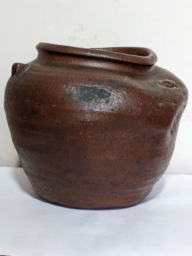 ♦江戸時代 古備前 蹲 三耳壺 焼締め！遺品少数 置物 飾り 花器 花活け骨董品