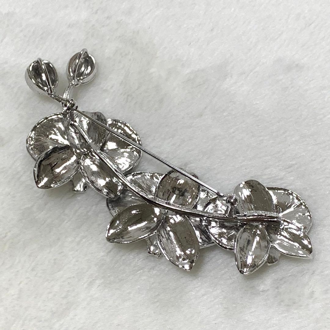 極美品 アコヤ真珠 ピンブローチ 胡蝶蘭 極上 銀細工 SILVER 925