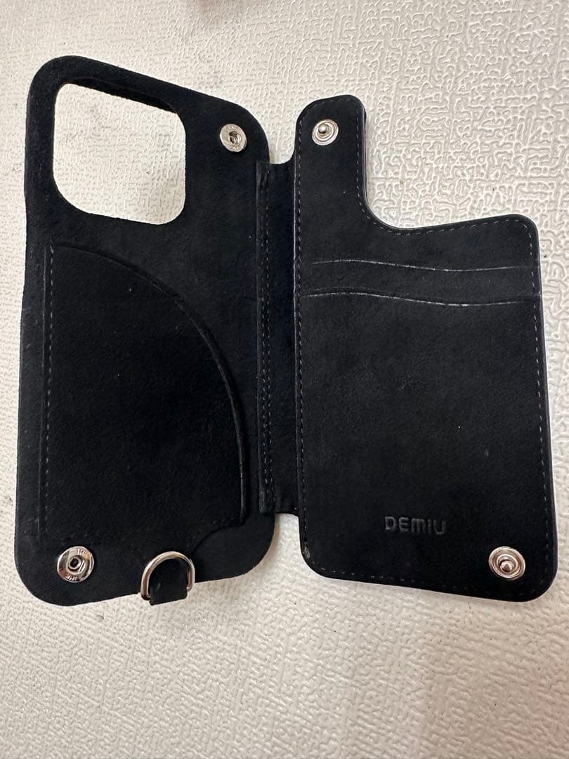 DEMIU スエード フリップケース 黒iPhone14Pro用