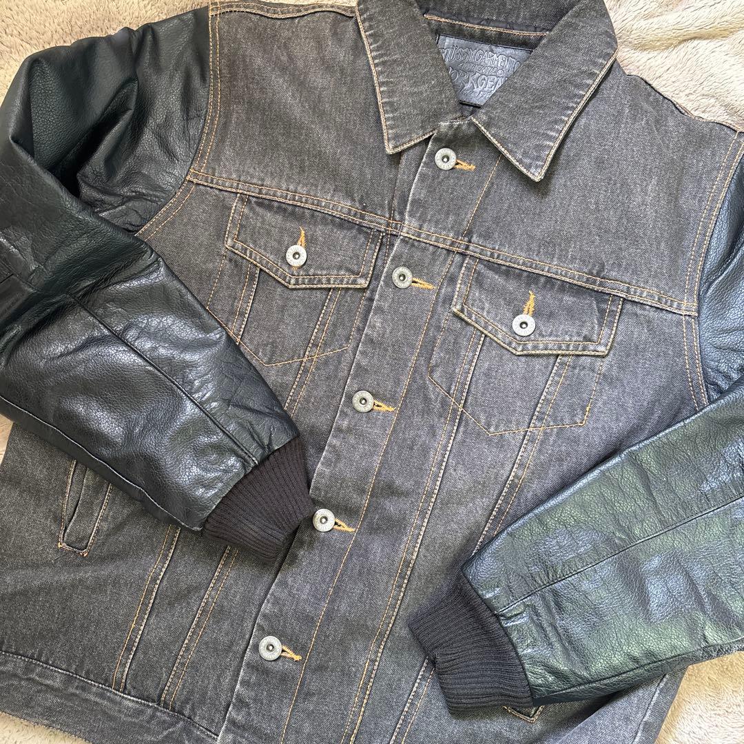 STUSSY デニムレザージャケット　old stussy