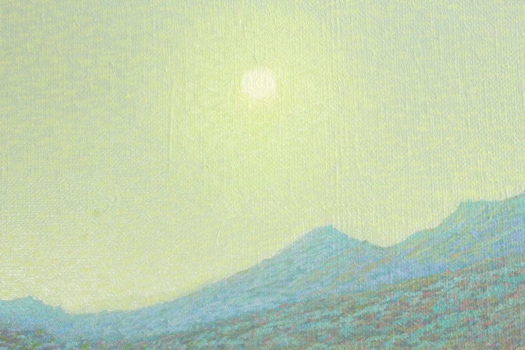 No4425 額装　住吉久志「紅葉の寒霞渓」油彩画　P6号　畳箱付　送料無料