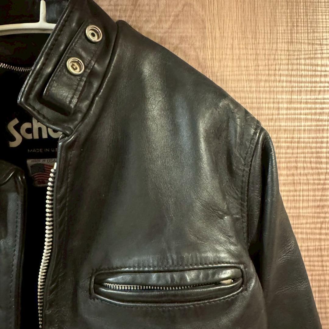 Schott　641　レザージャケット　ボアライナー付属　ブラック　36