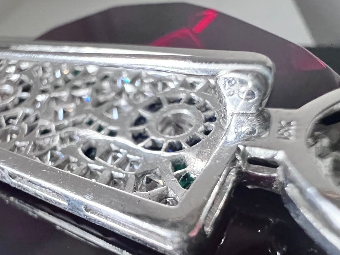 Vintage K18 WGダイヤモンド ブローチ Brooch 約19g