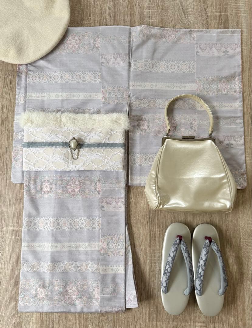 美品！白大島紬 袷 着物 身丈162cm