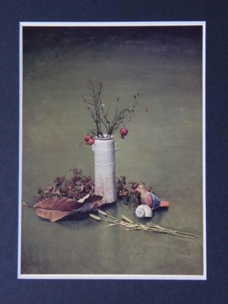 青木美知枝、【ひめざくろ】、希少な額装用画集より、新品額装付