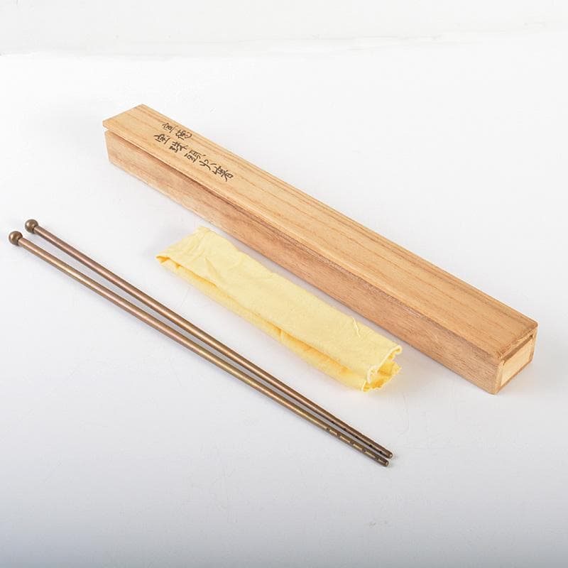 茶道具　釜師　名越弥五郎作　古銅　宣徳　宝珠頭火箸　共箱　C　6220