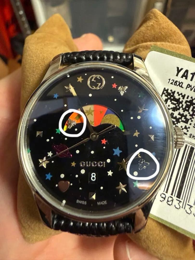 わ*し様 ジャンクGUCCI　腕時計　ムーン　ブラック　レザー　YA126404