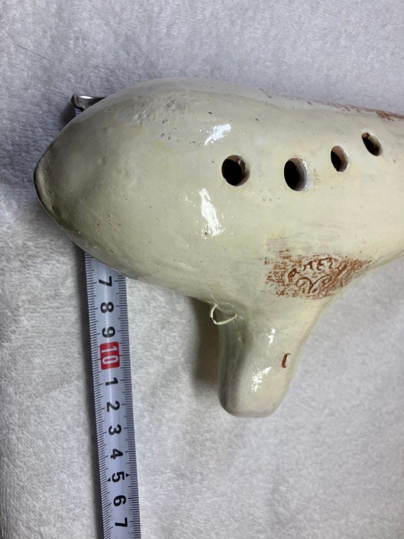 【美品オカリナ】アケタ◉オカリーナバス級C調 幅約28cm 640g 陶器製