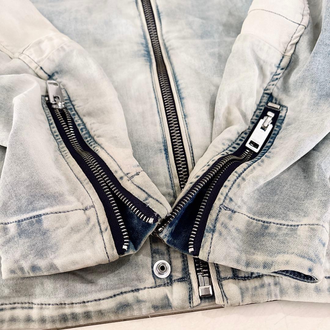 DIESEL デニムジャケット シングル ライダース ストレッチ ダメージ加工