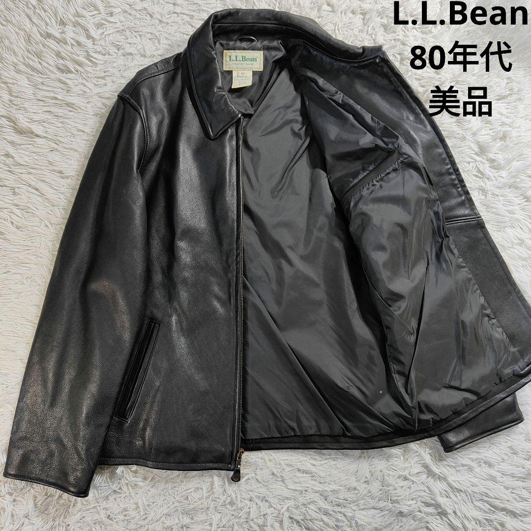 希少USA　80s エルエルビーン　レザージャケット　ブルゾン　山羊革　黒　M