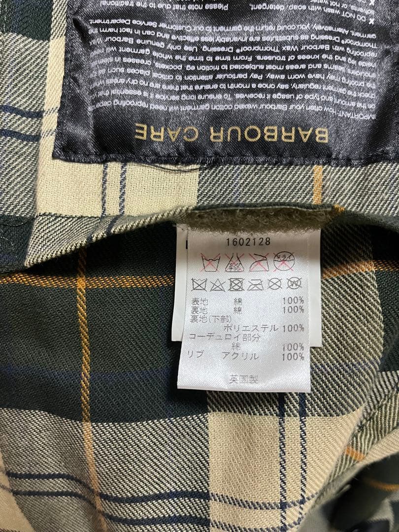barbour 36 オリーブ コーデュロイ襟ジャケット　ビデイル　バブアー
