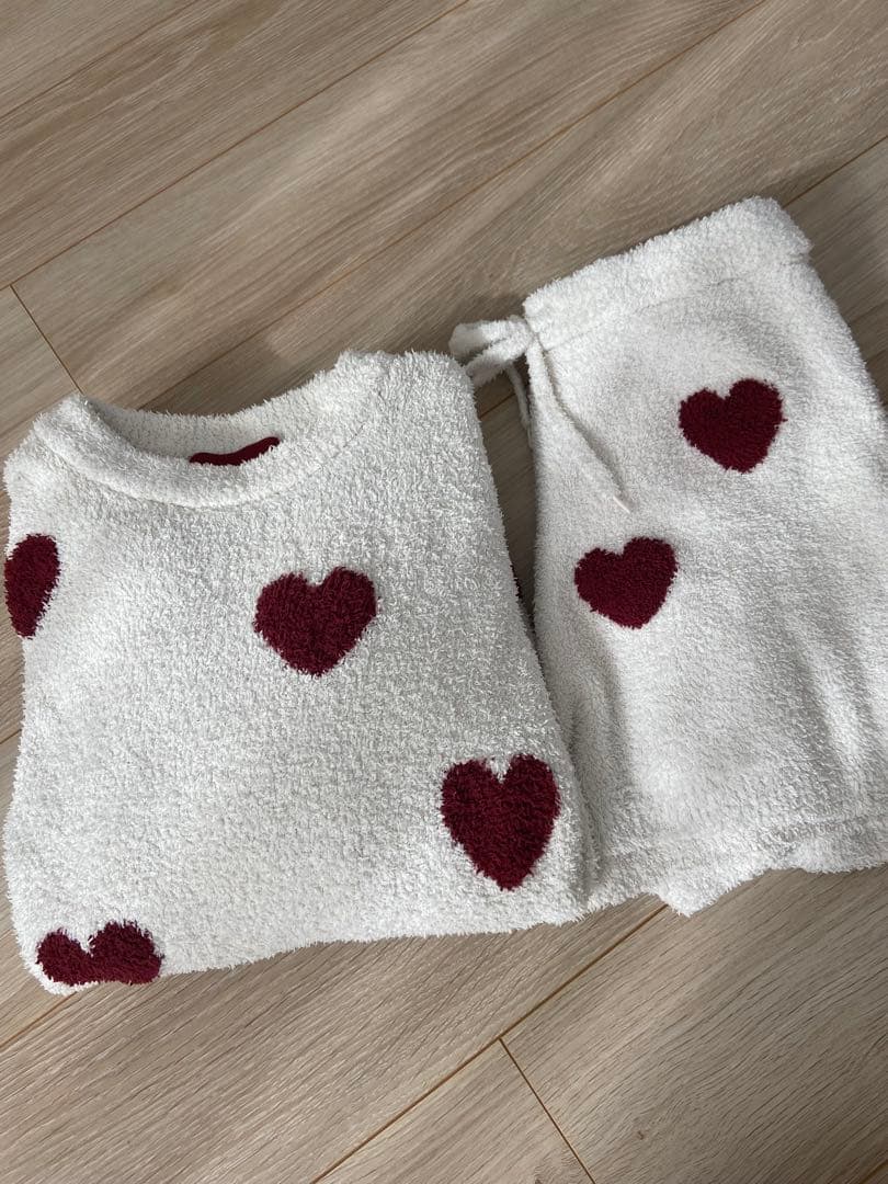 ジェラートピケ　ハート柄上下セット