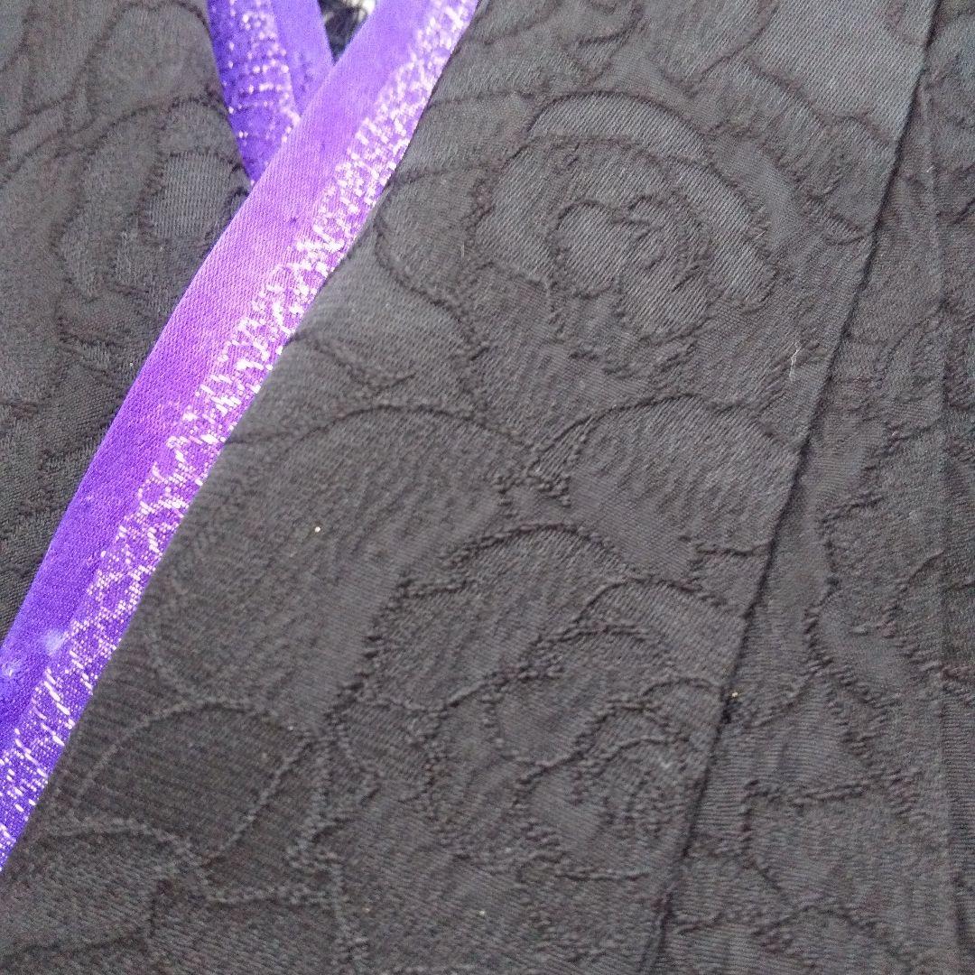 ++++黒紫薔薇正絹振袖一式フルセット袋帯帯締め帯揚げ半襟 重ね襟他成人式