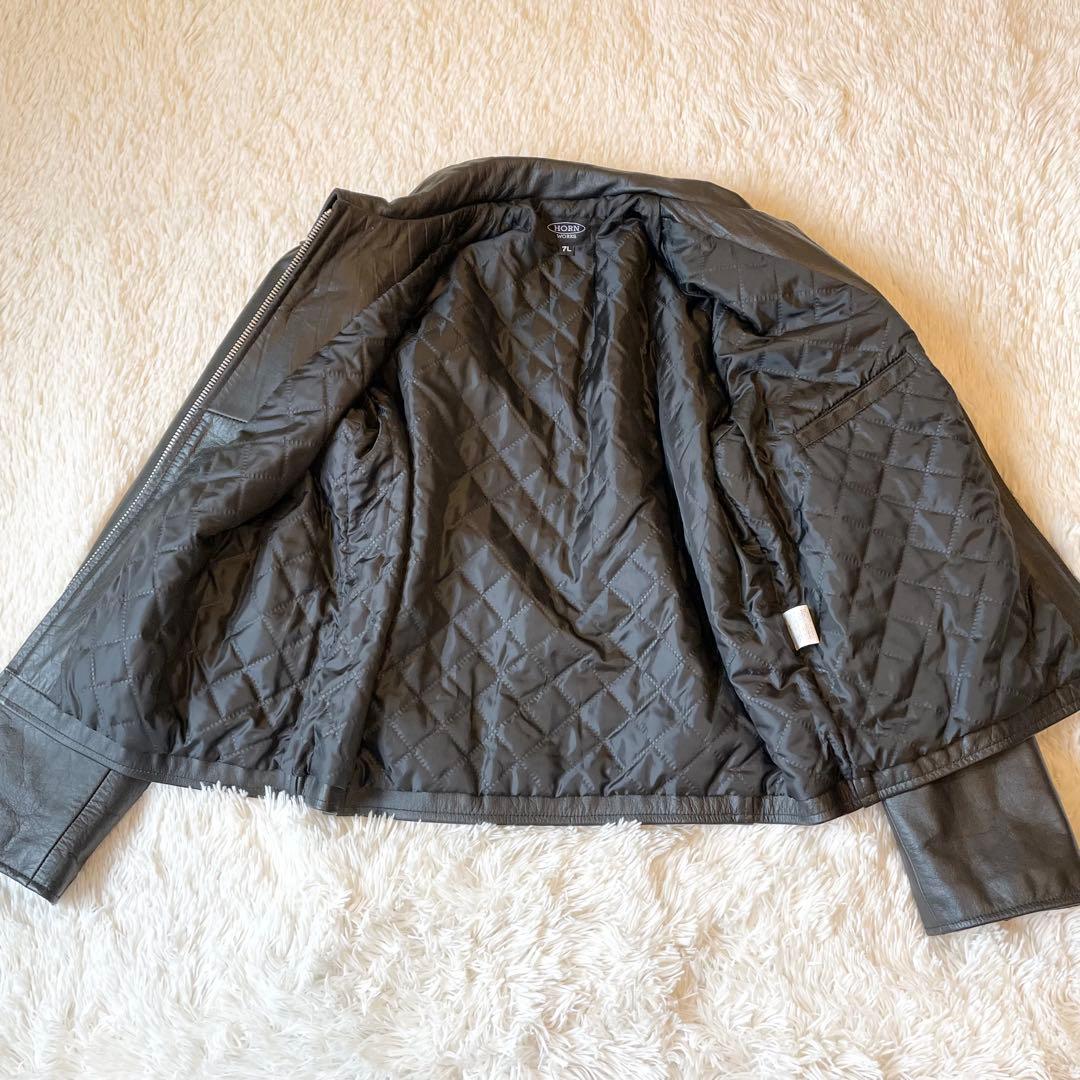 良品★ホーンワークス シングル ライダース ジャケット 7L 大きい ブラック