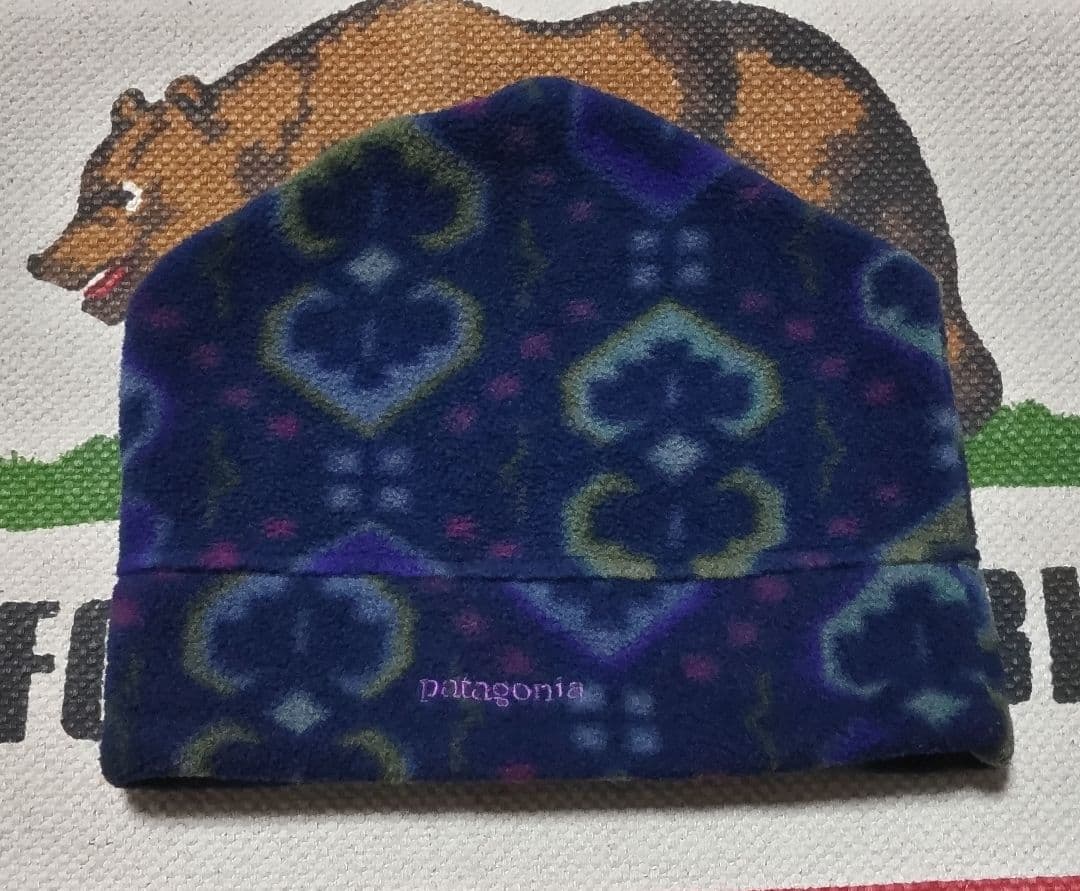 90s USA製 patagonia フリース　キャップ　タペストリー