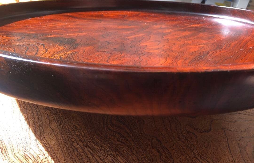 希少【特大47.5cm】天然木 お盆 欅 漆塗り 伝統工芸品 木目 美品