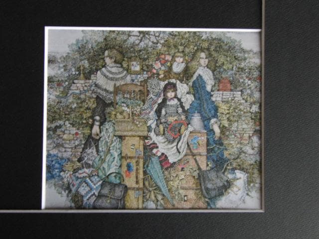 石阪春生、鞄たち＜女のいる風景＞、希少な画集より、新品高級額・額装付