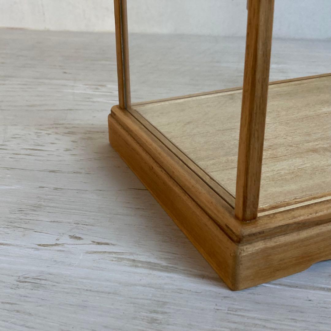 古い木製 小振り ガラスケース 2段 卓上ショーケース 扉なし