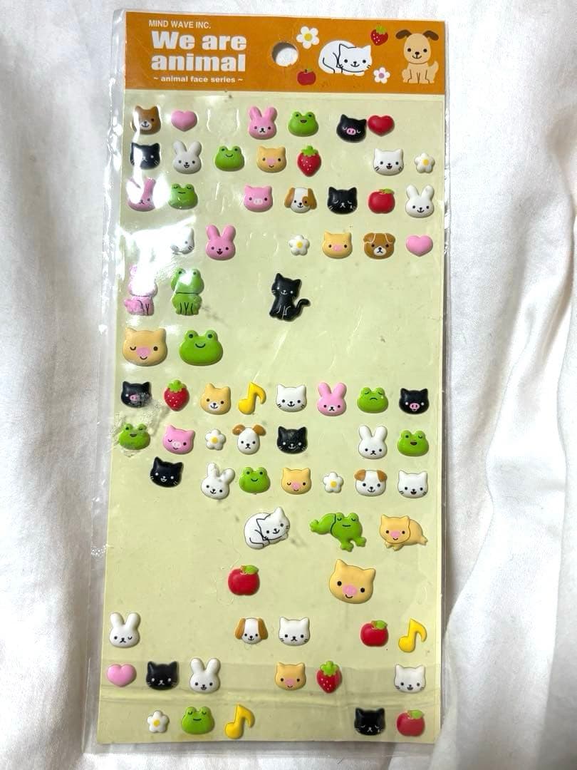 立体シール　猫　カエル　うさぎ　シールセット