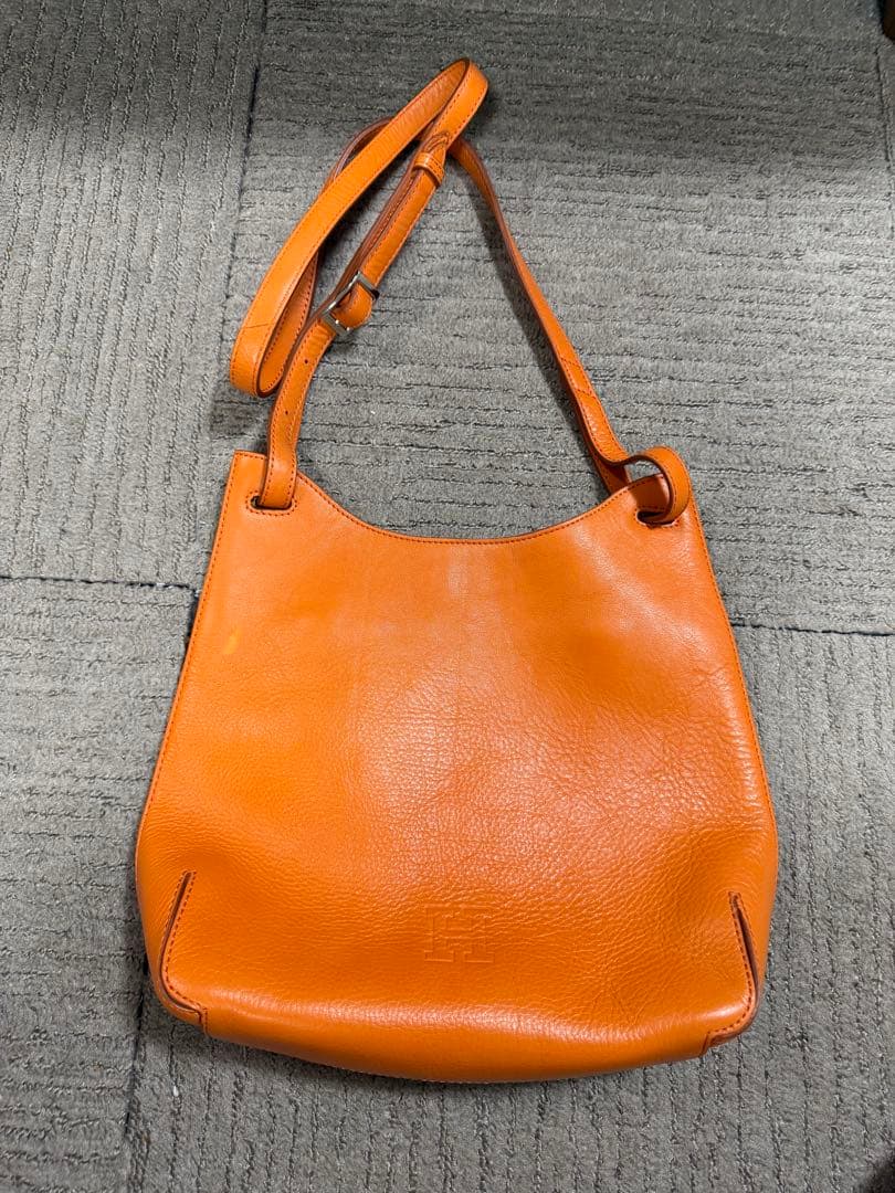 HIROFU オレンジ　レザーショルダーバッグ