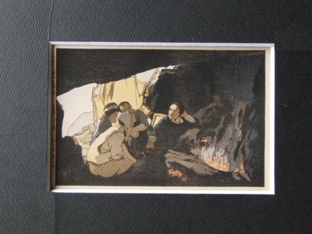 吉田博、駒ヶ岳岩小屋、希少な額装用画集より、新品高級額装付、状態良好