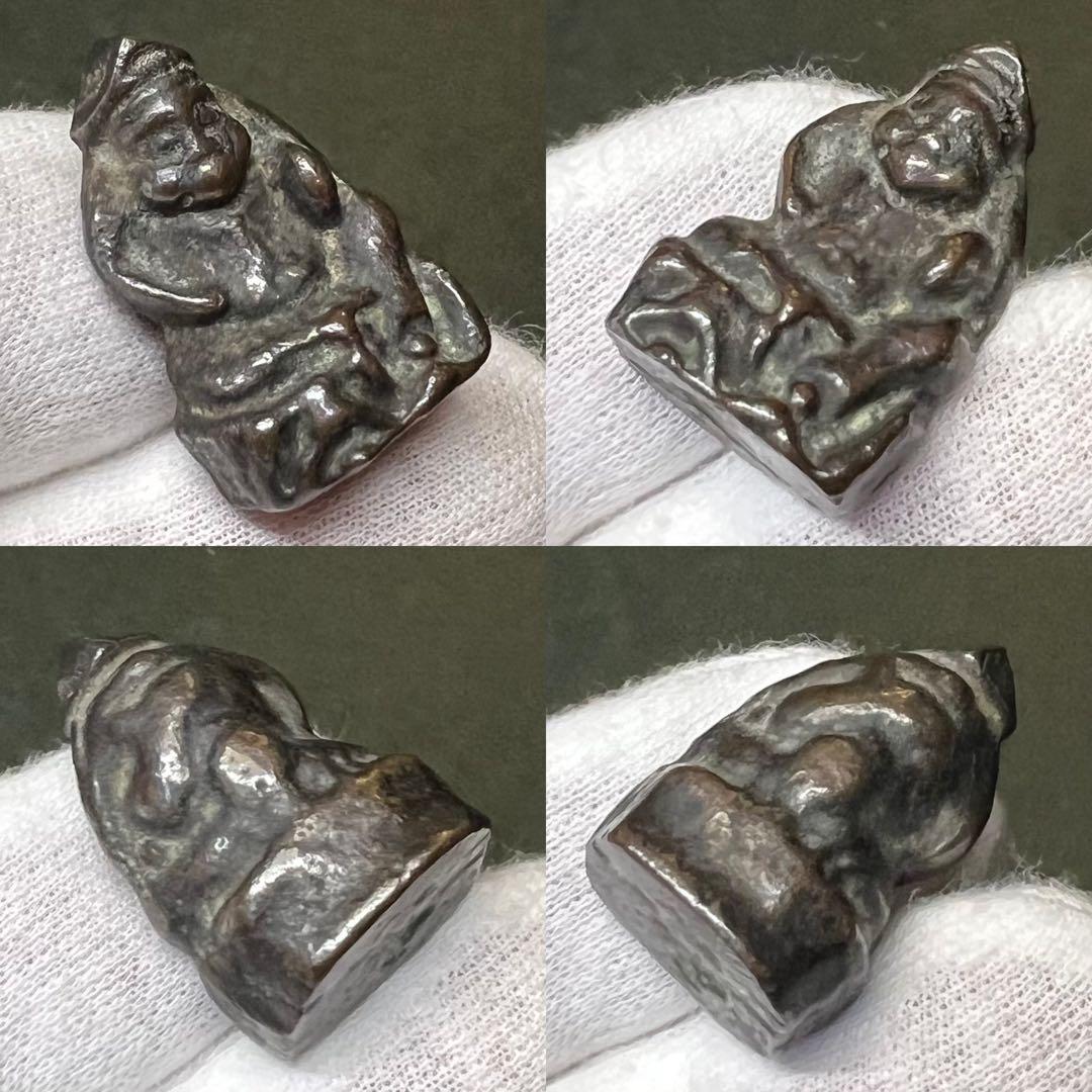 ◎古道具 庵々◎江戸時代 古銅製 恵比寿像 2.8cm 懐中仏◎豆仏 兜仏 仏像