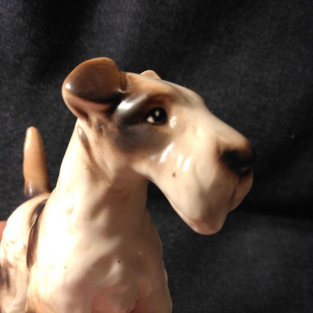 昭和レトロ　リード　 陶器製犬の置物ノベルティ　シユナウザー　当時物