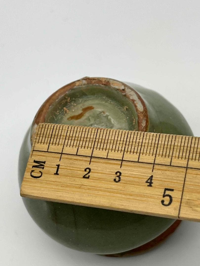 宋から元時代 青磁 龍泉窯刻花文壺　蓋付き　一対　茶入　茶道具(A-83)