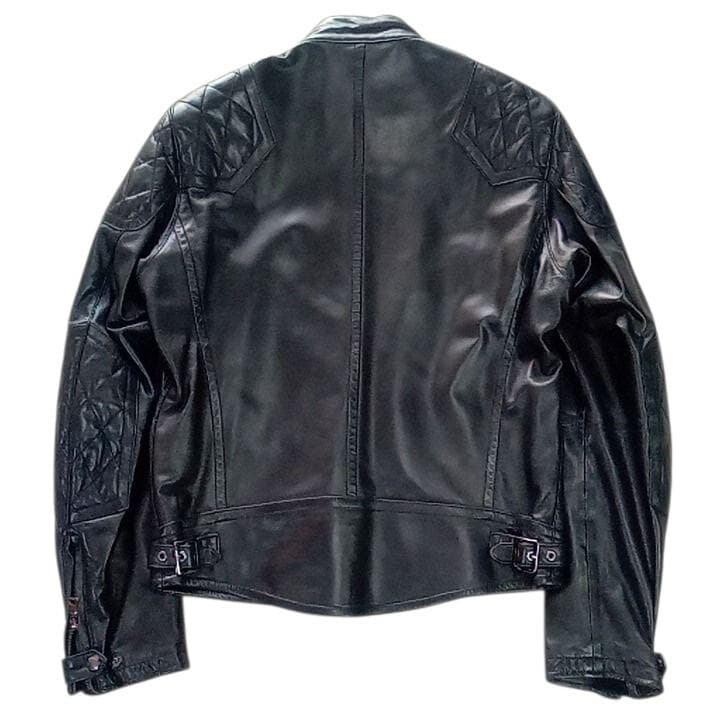 美品 BEAMS CEI パテント ラムレザー ライダース M 黒 ビームス