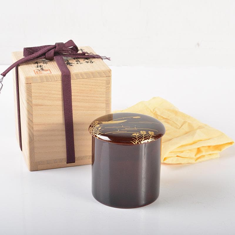 茶道具　塗師　千穂造　井伊大老好　撫子に鵜飼蒔絵　金林寺棗　共箱　V　R6487