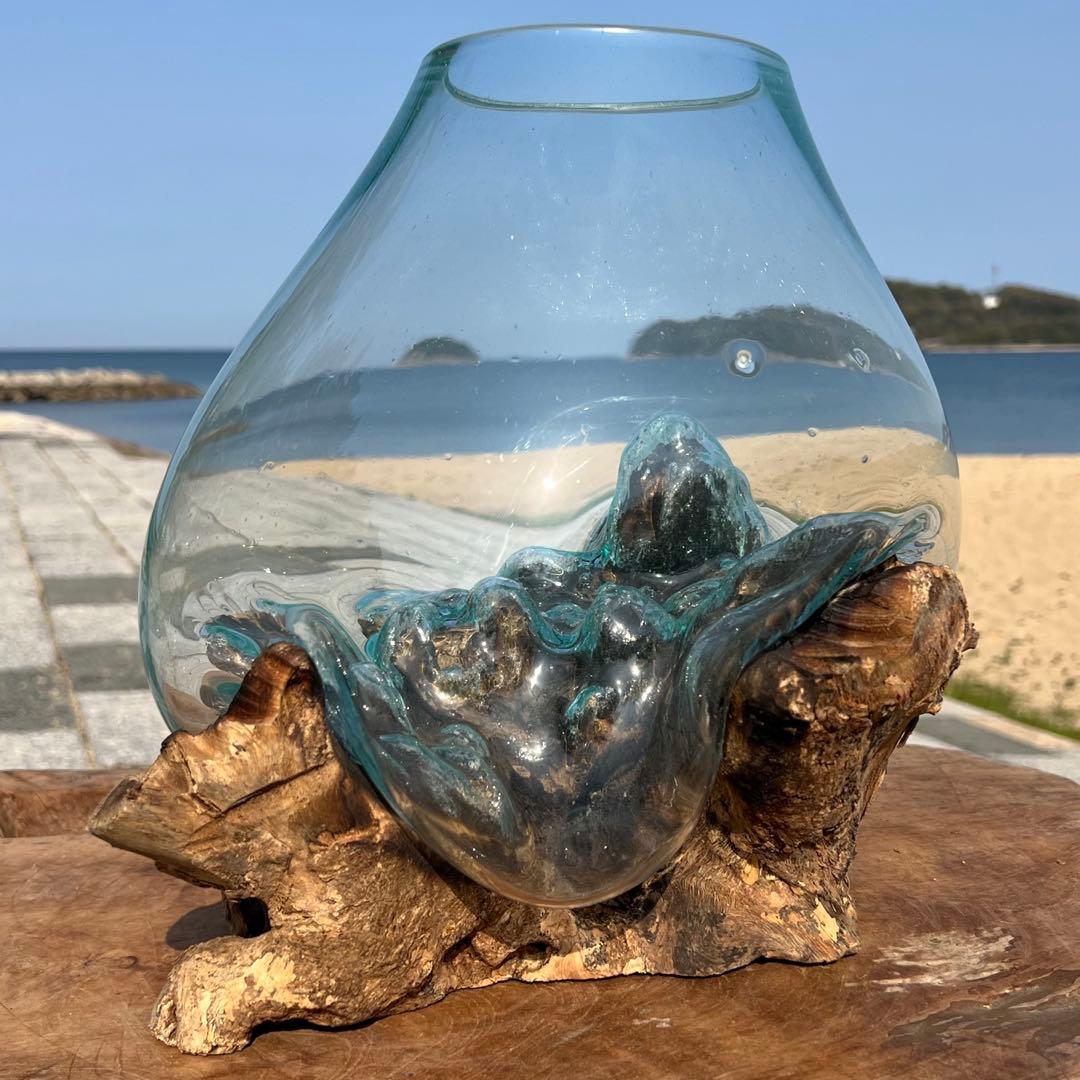 流木ガラス オブジェ超特大I 花瓶 金魚鉢 水槽 テラリウム 観賞魚 メダカ容器